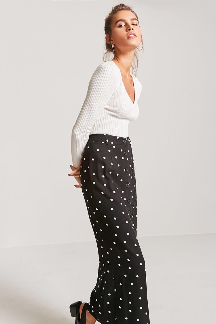 Forever 21 Polka Dot Maxi Skirt in 