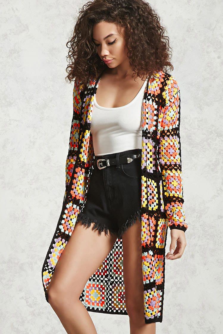 Cotton Longline Crochet Cardigan 