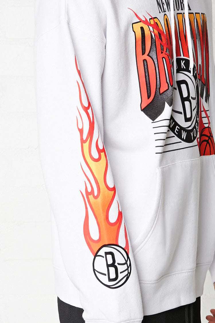 Forever 21 Fleece Nba Brooklyn Nets Hoodie In White Red White For Men Lyst