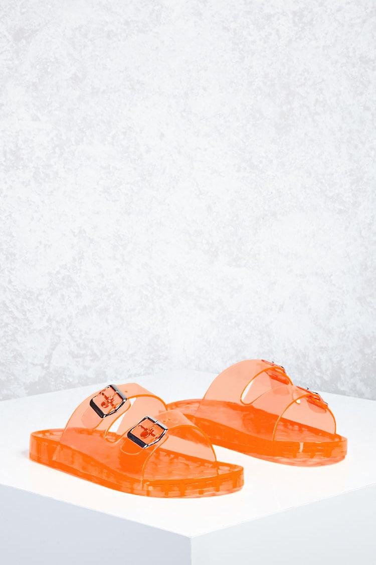 neon orange jelly sandals