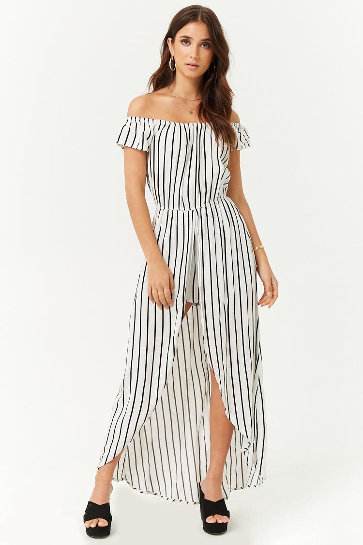 off the shoulder maxi romper