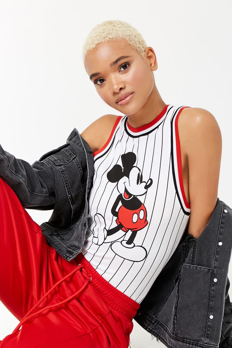 Inconvenience pop Corrode Forever 21 Cotton Stripe Mickey Mouse Graphic Bodysuit | Lyst