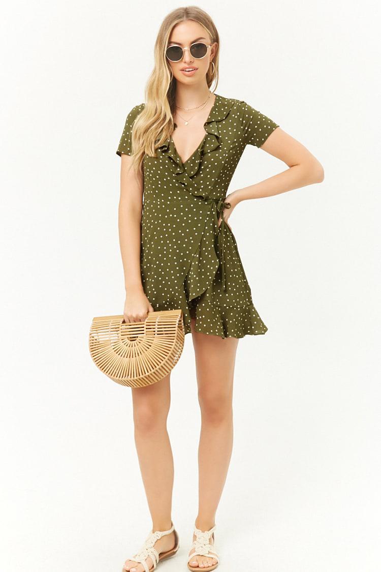 Forever 21 green wrap sales dress