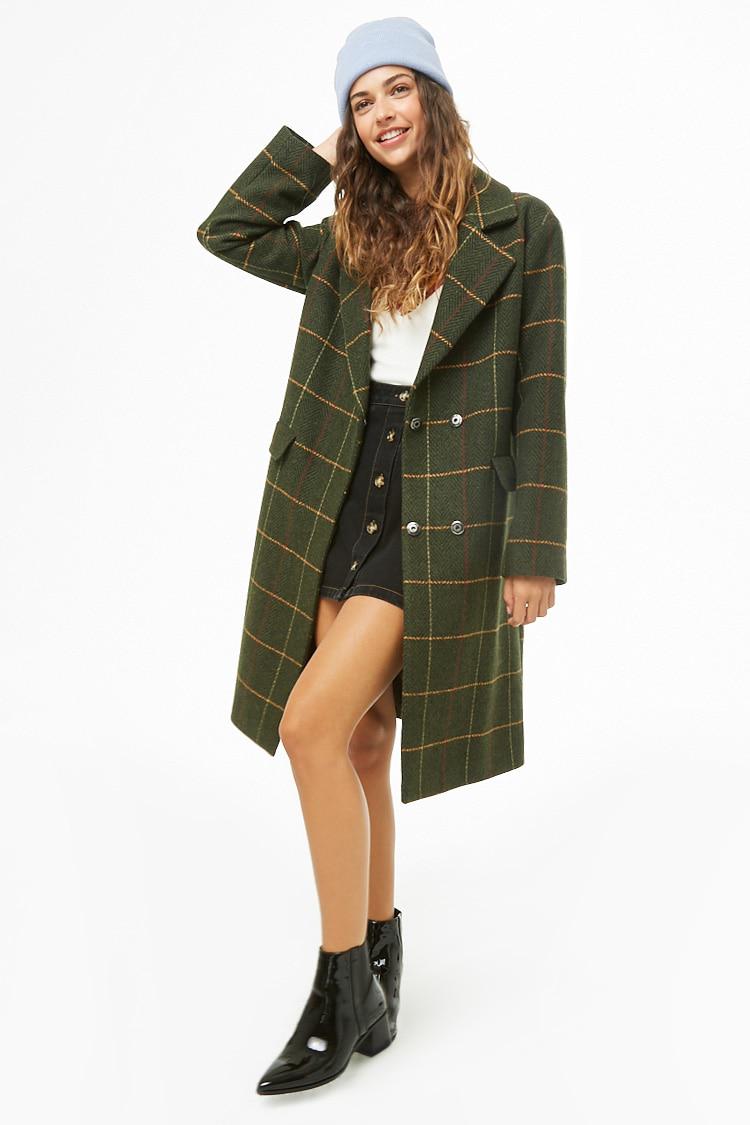 plaid long jacket