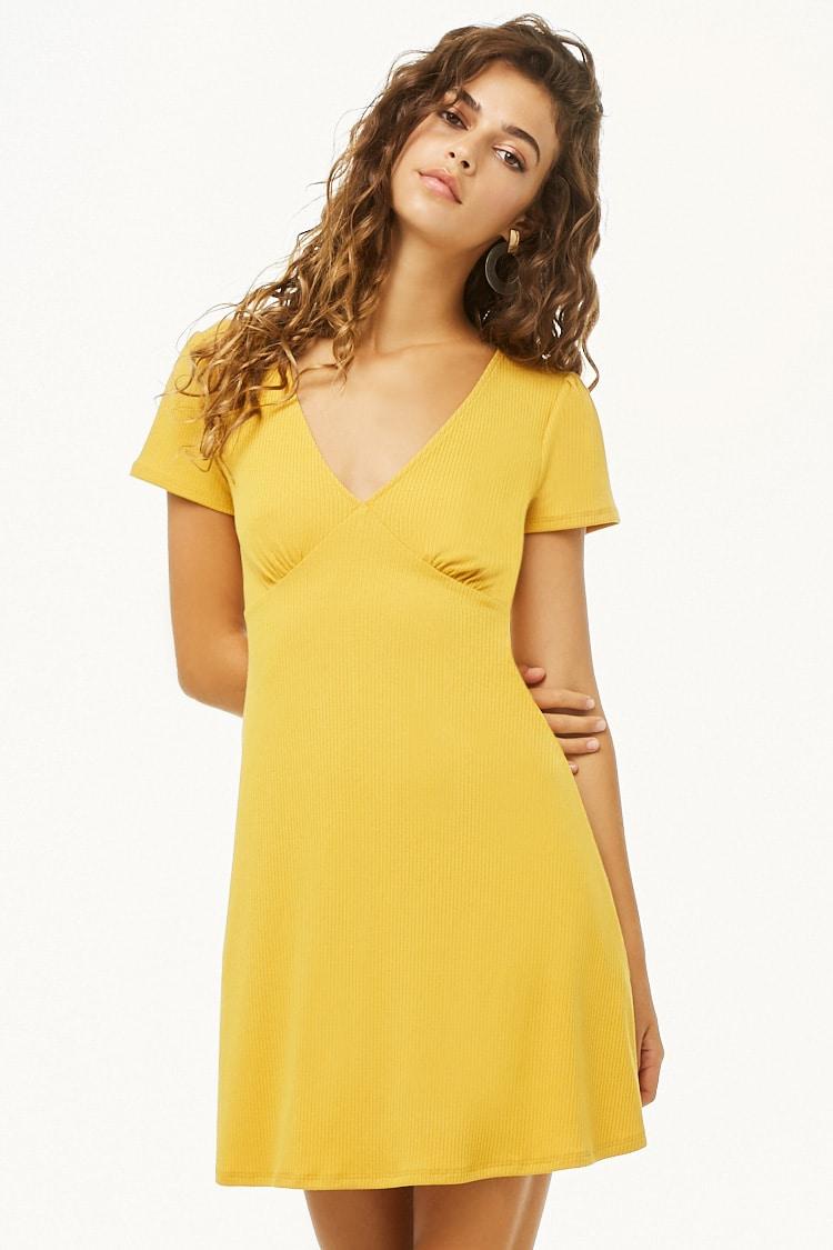 v neck swing dress