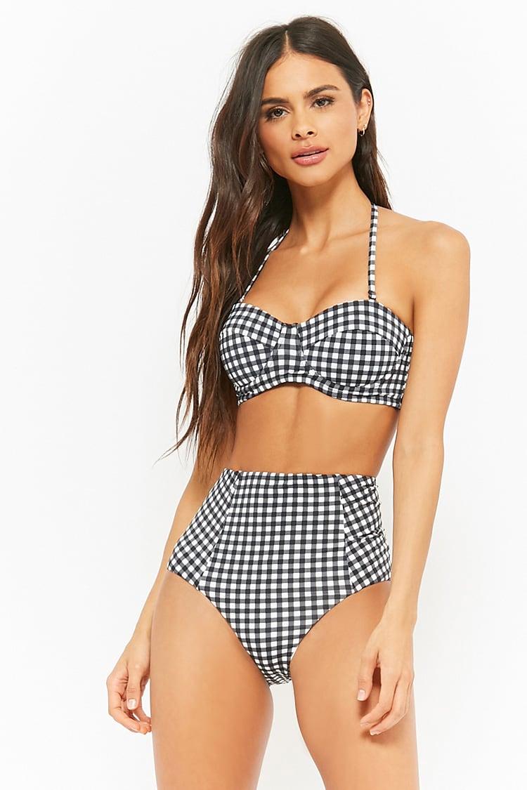 gingham high waisted swimsuit