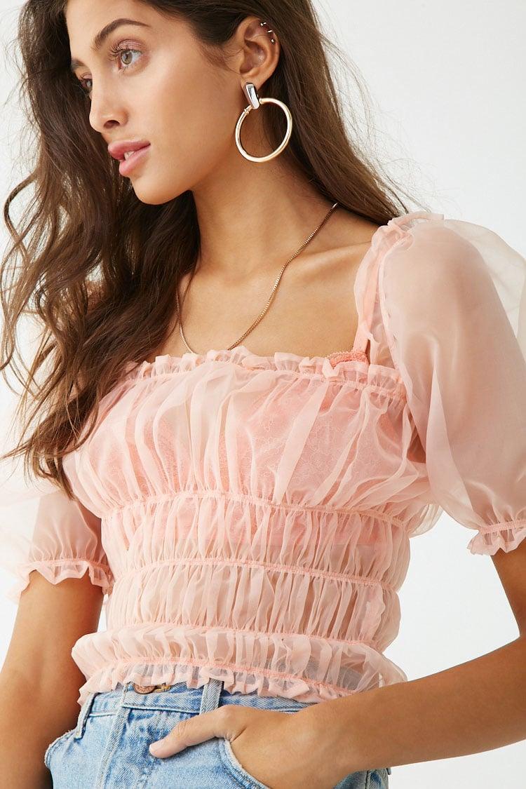 smocked crop top forever 21