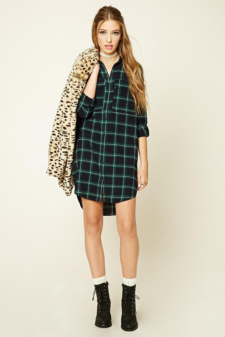 flannel dress forever 21