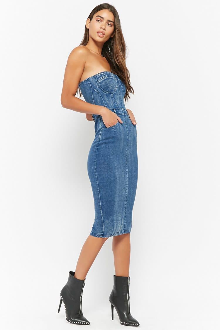Yeokou Womens Side Split Stretch Denim Jean Bodycon Mini Short Pencil Skirt XXL