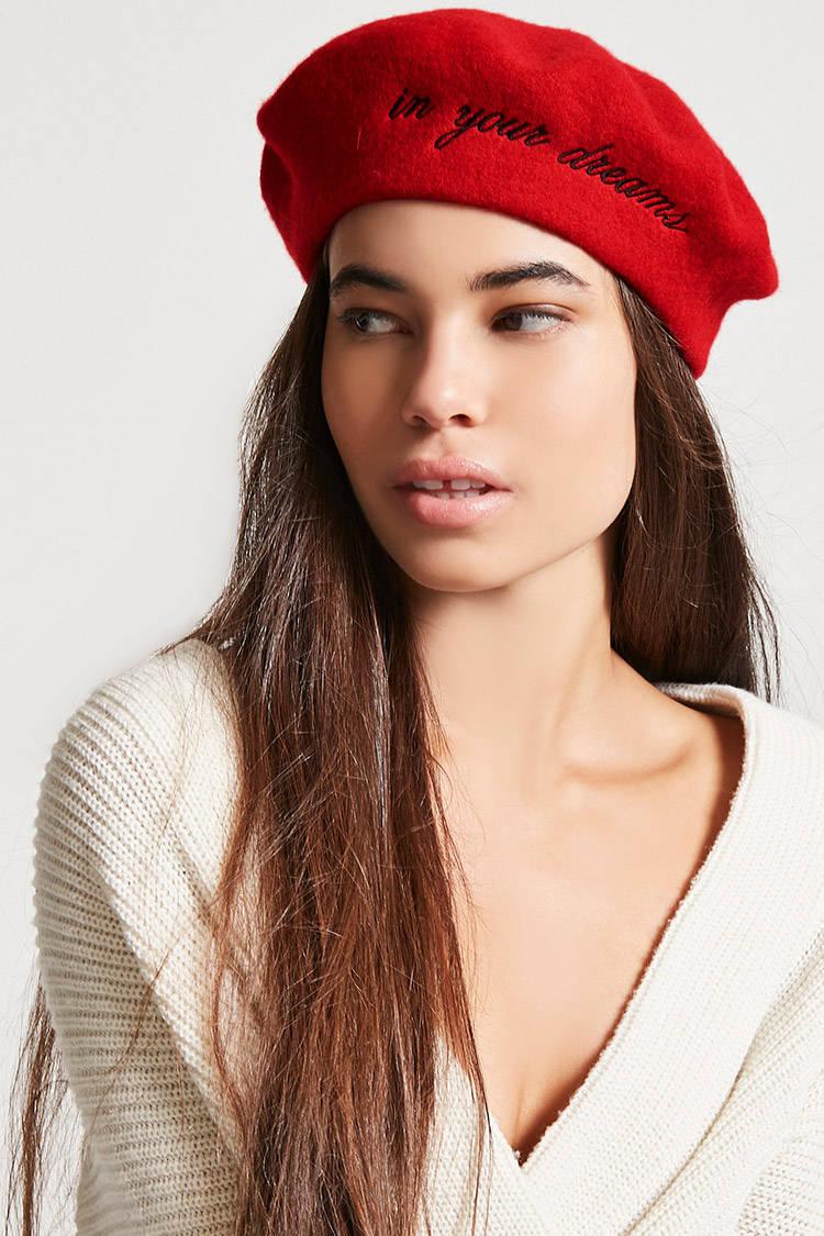 Forever 21 In Your Dreams Wool Beret in Red/Black (Red) - Lyst