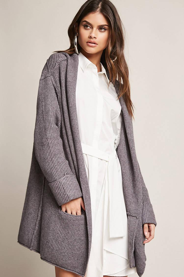 ribbed grey cardigan
