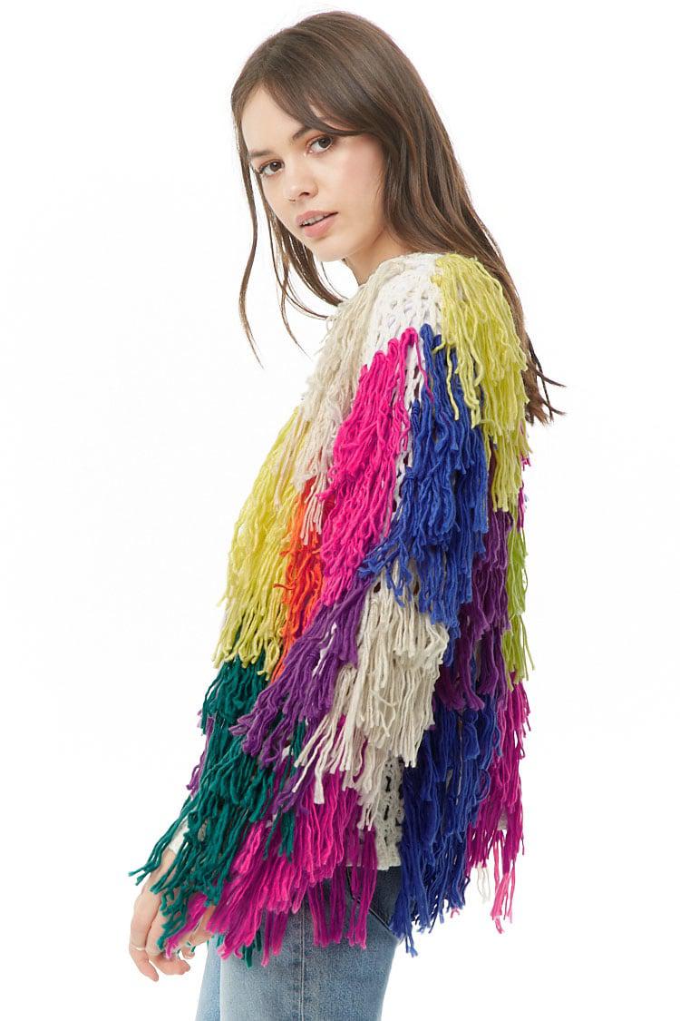 multicolor fringe cardigan