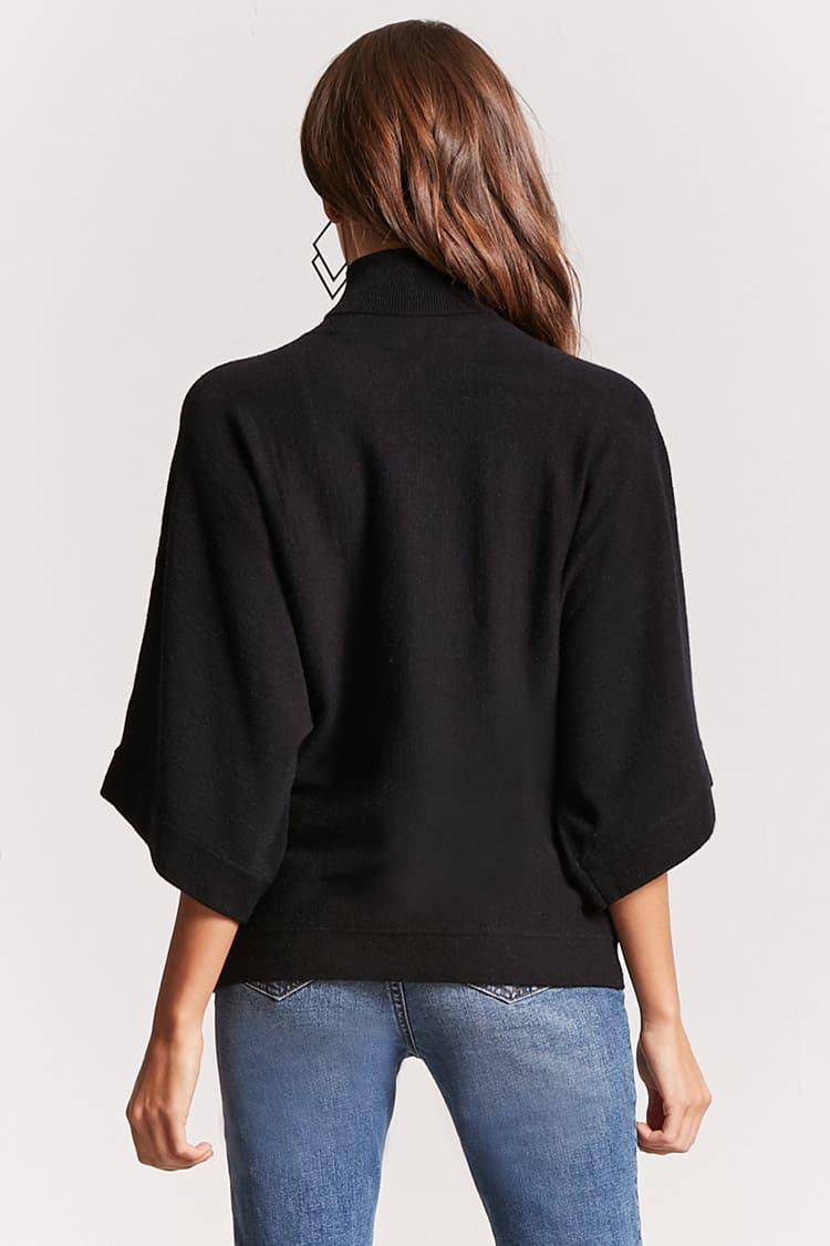 Forever 21 Synthetic Dolman-sleeve Turtleneck Sweater in Black - Lyst