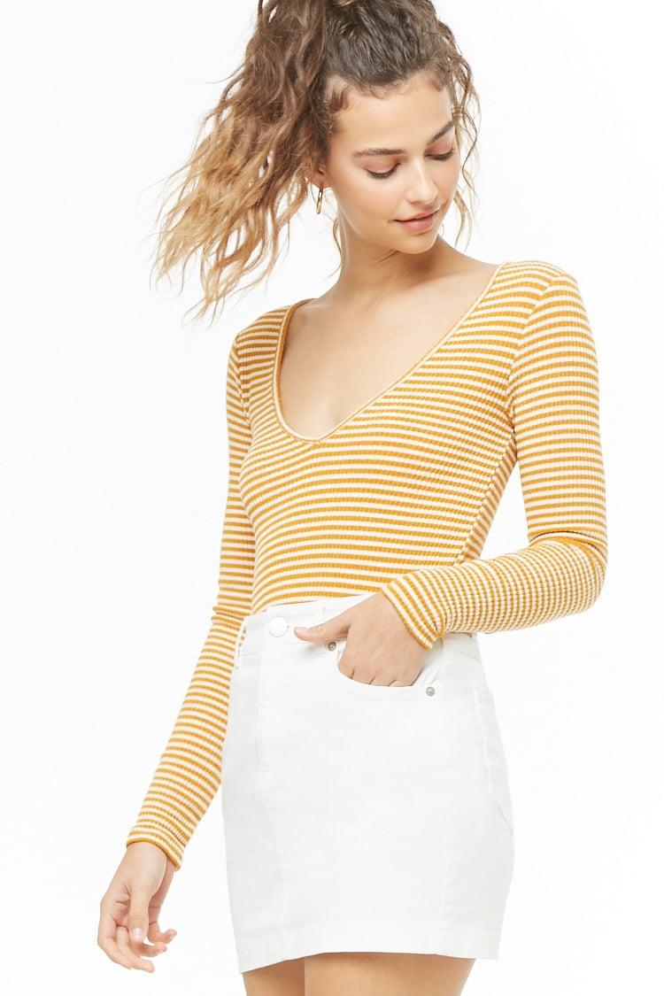 forever 21 ribbed v neck top