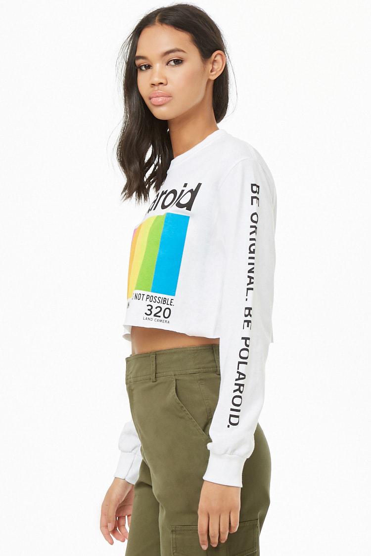 polaroid crop top sweatshirt