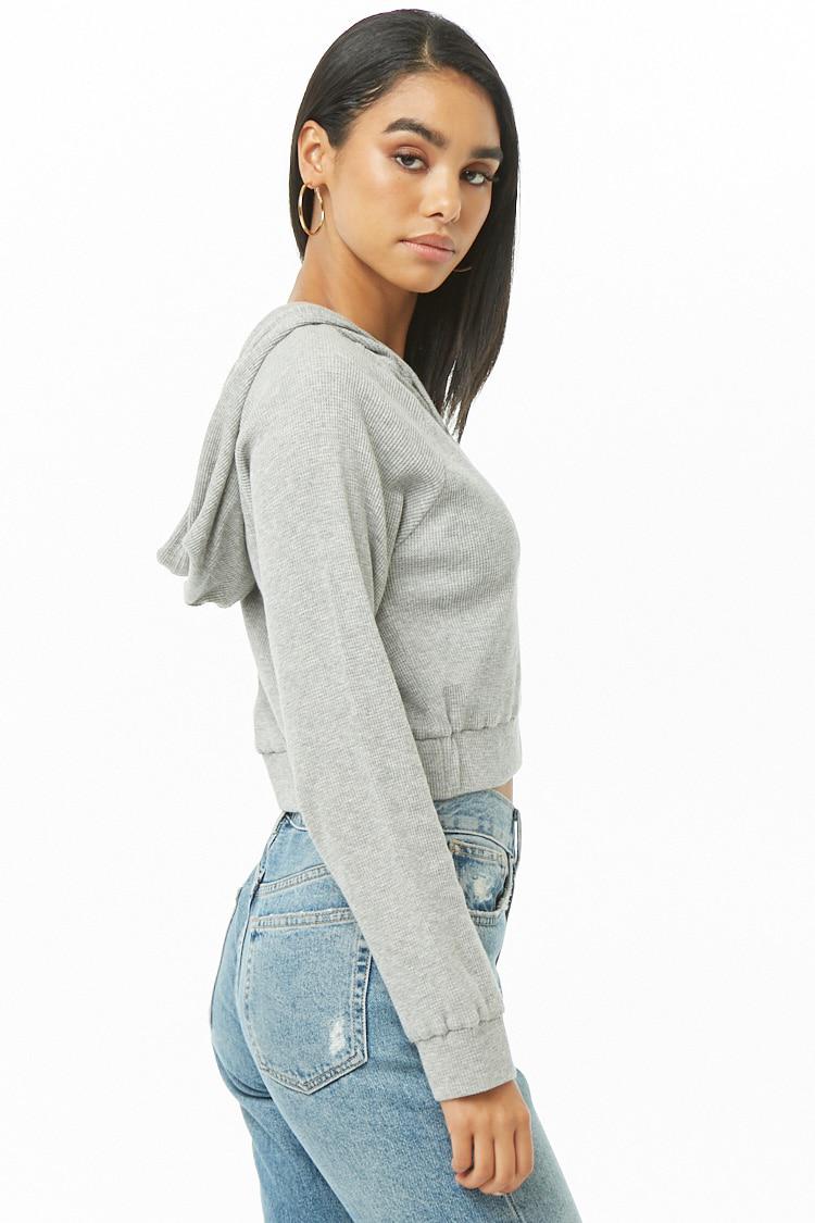 waffle knit zip hoodie