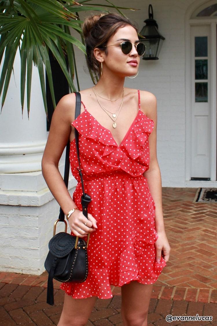 polka dot flounce dress
