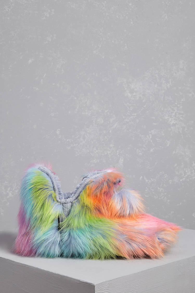 furry rainbow boots