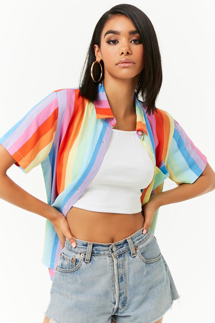 forever 21 rainbow crop top