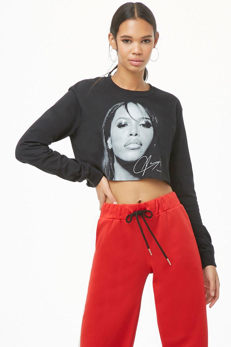 Forever 21 Cotton Aaliyah Graphic Crop 