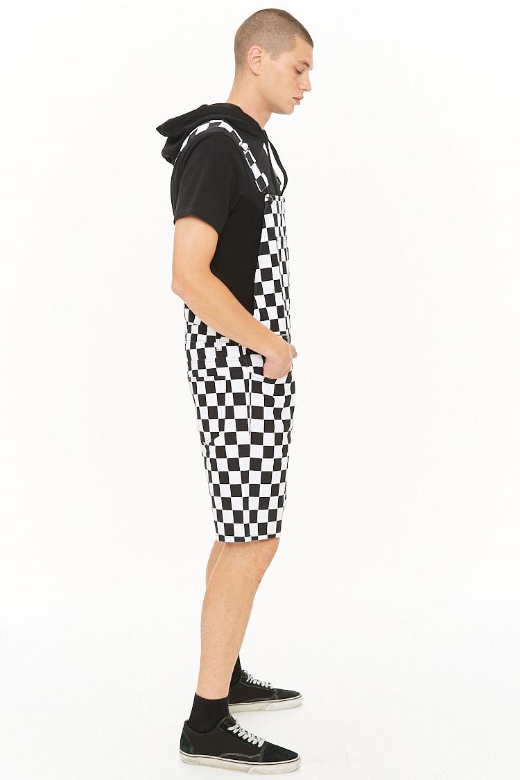 checkered overall shorts