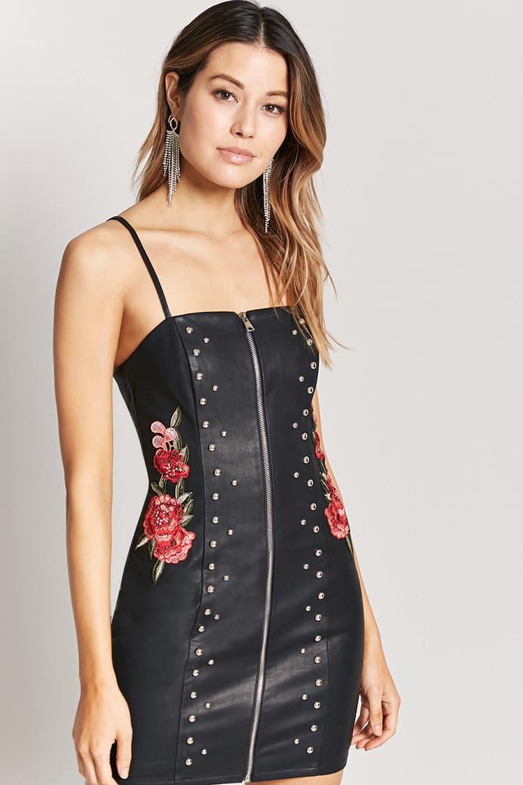 forever 21 black leather dress