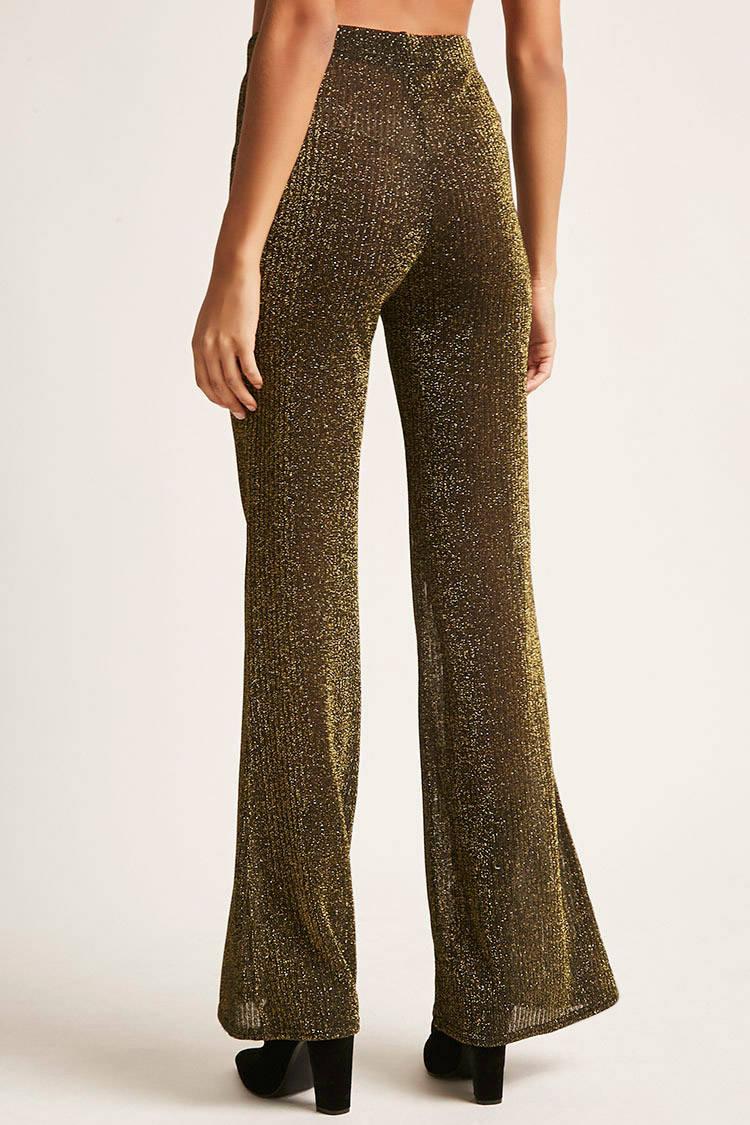 metallic flare pants