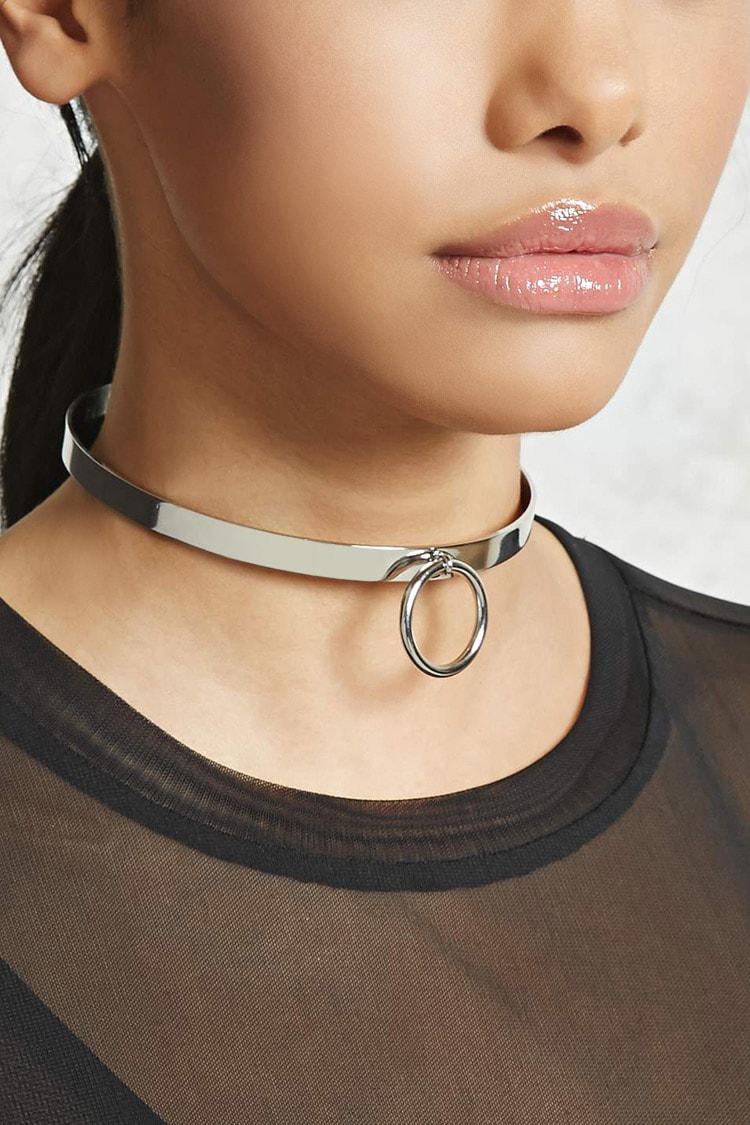 Forever 21 O Ring Collar Choker In Silver Metallic Lyst