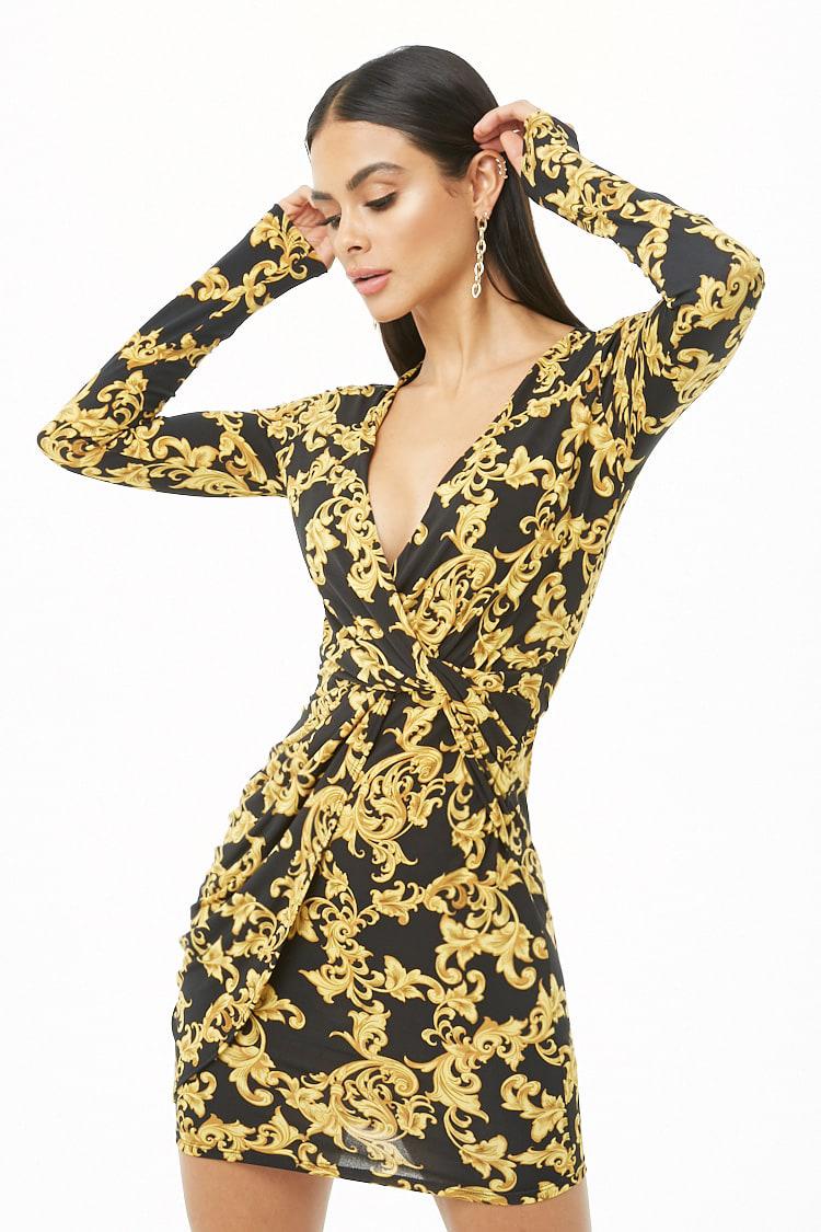 forever 21 black and gold dress