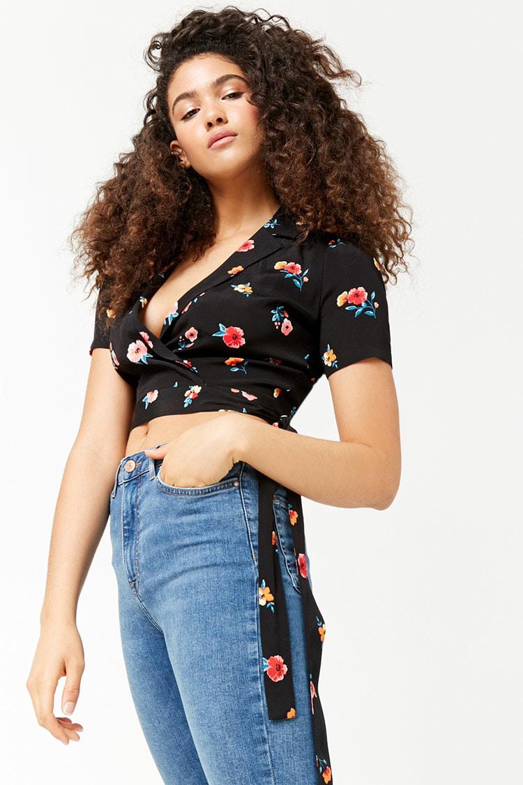 forever 21 floral wrap top
