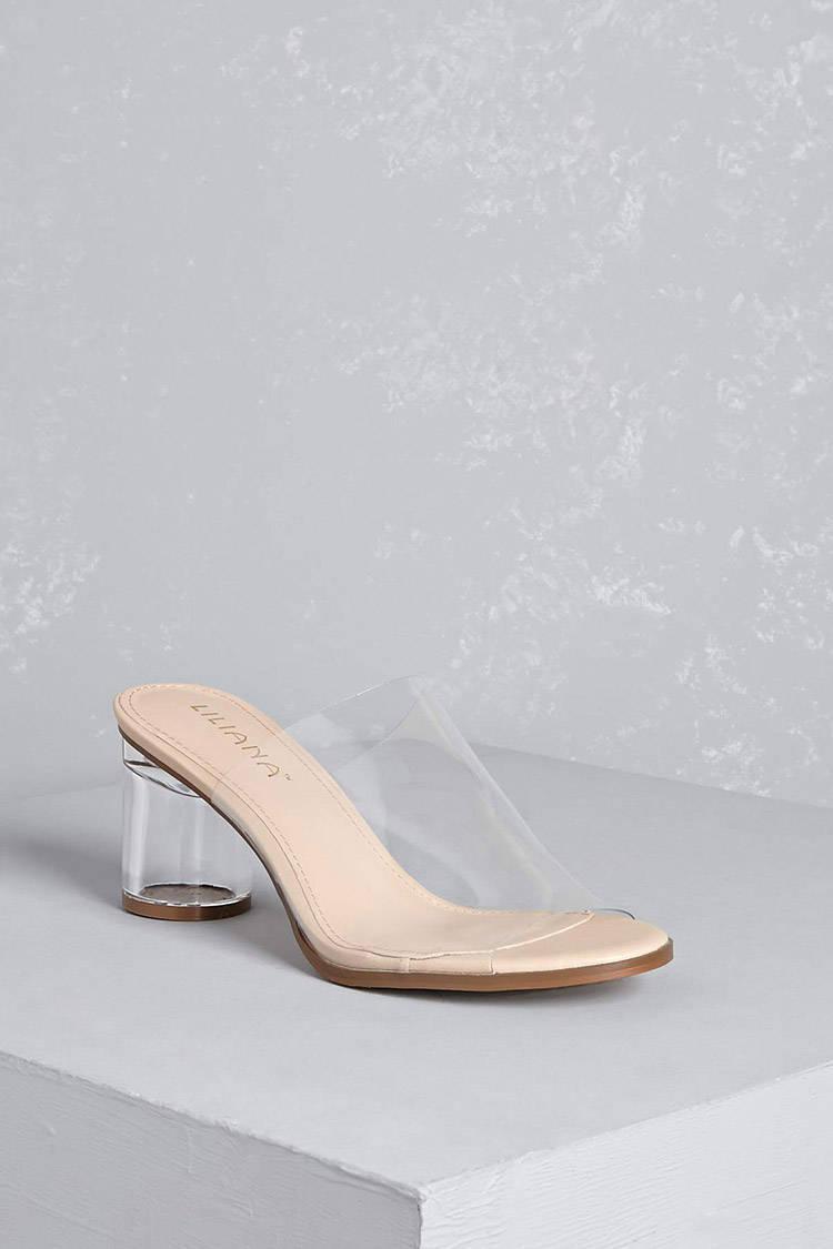 clear block mule heels