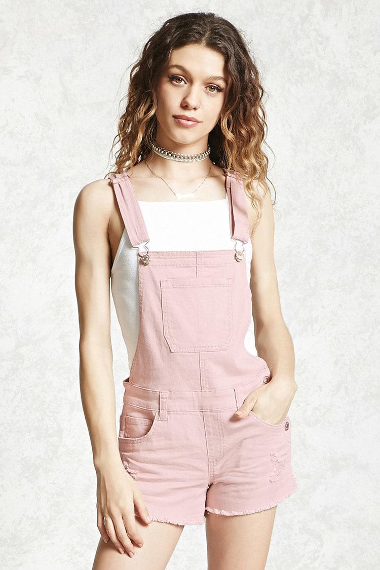 pink dungaree shorts