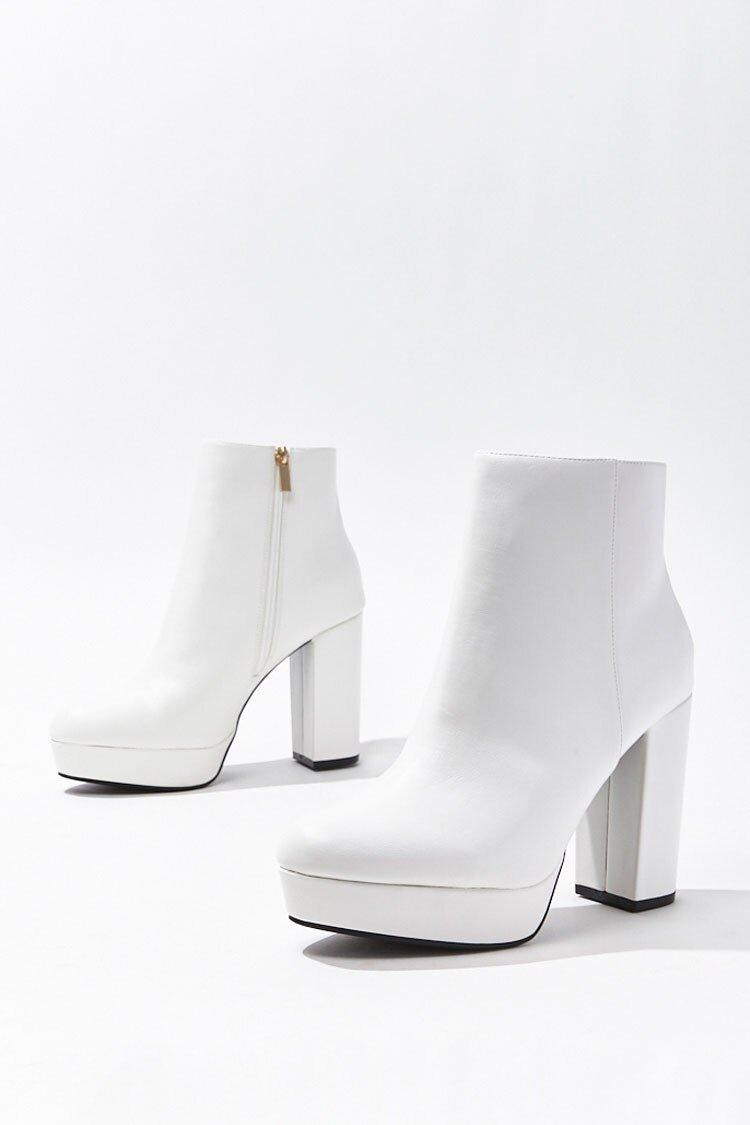 platform booties white