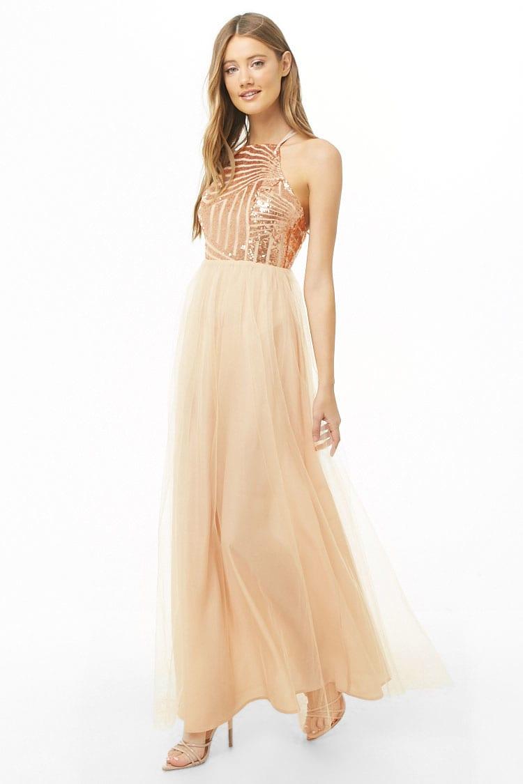 sequin tulle maxi dress