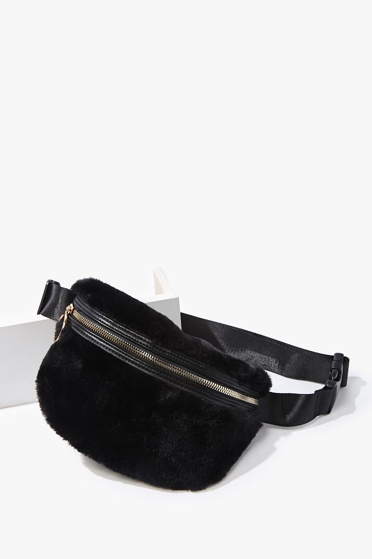 white fur fanny pack