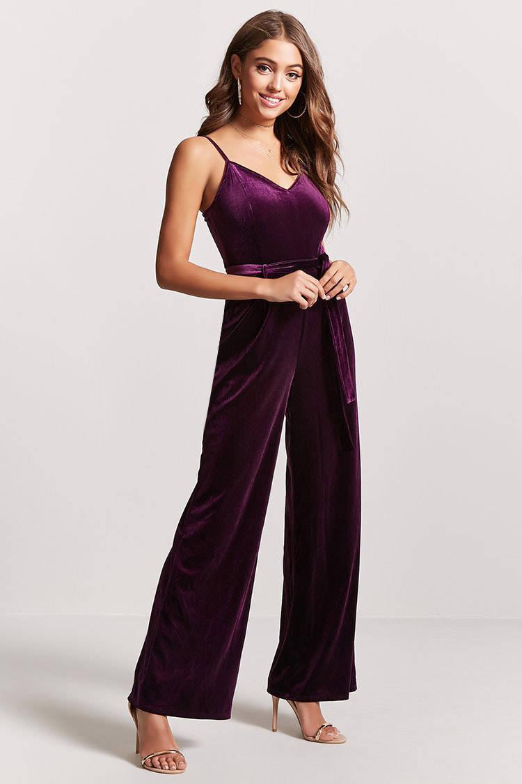 forever 21 velvet jumpsuit
