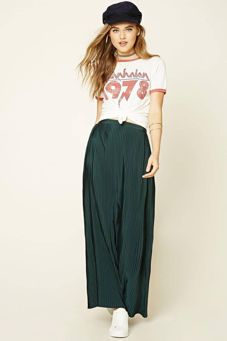 hunter green maxi skirt