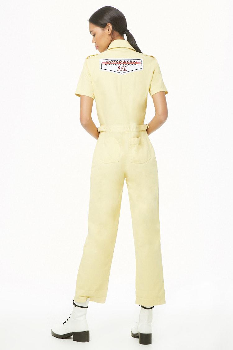 yellow utility jumpsuit