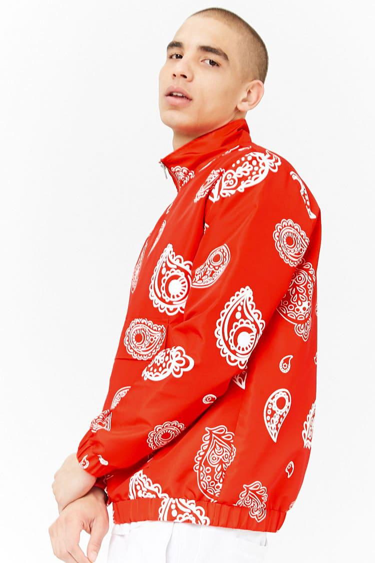 Forever 21 Synthetic Bandana Print Anorak in Red/White (Red) for Men - Lyst