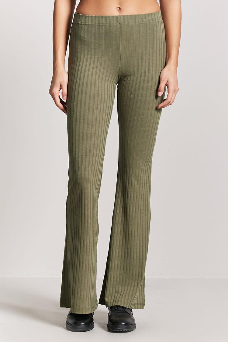 Ribbed Flare Trousers 