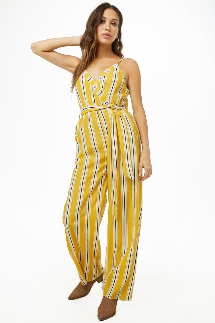 striped yellow jumpsuit