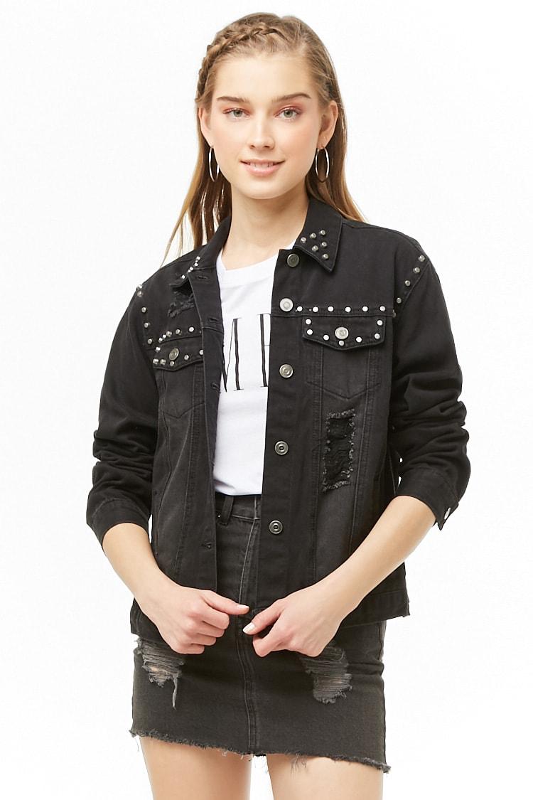 studded denim jacket forever 21