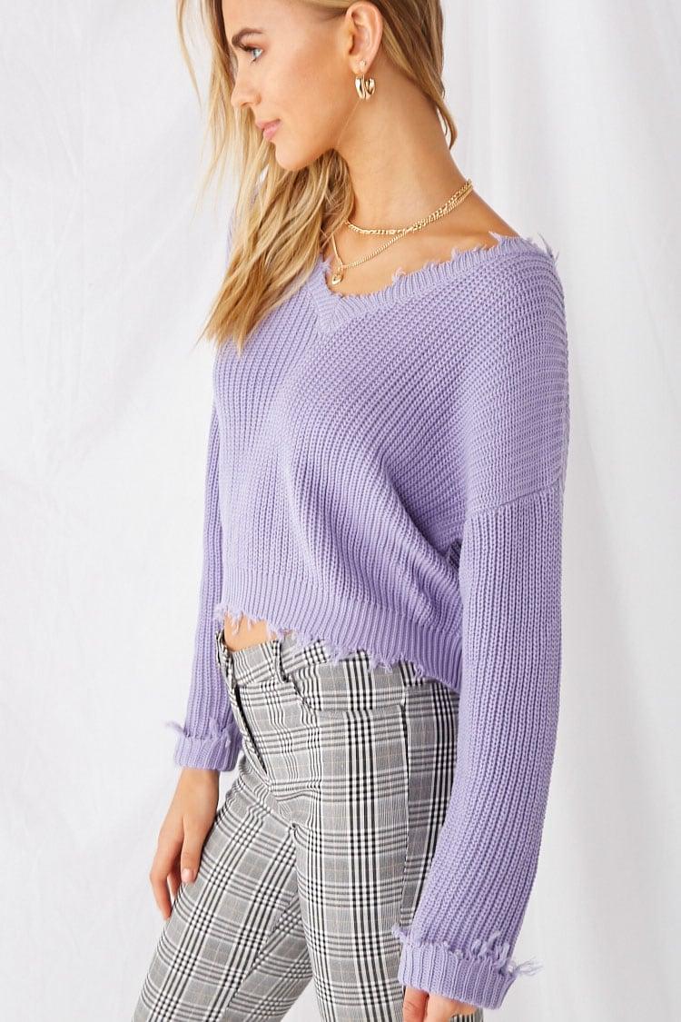 distressed trim sweater