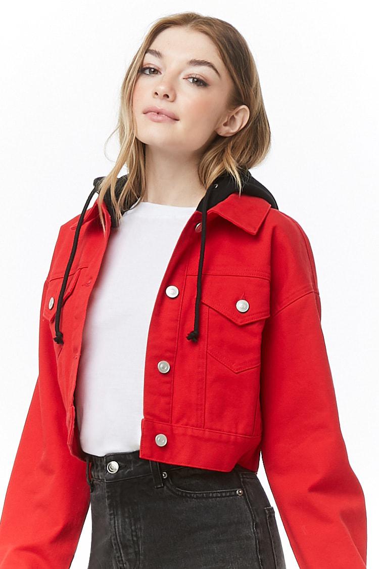 forever 21 red denim jacket