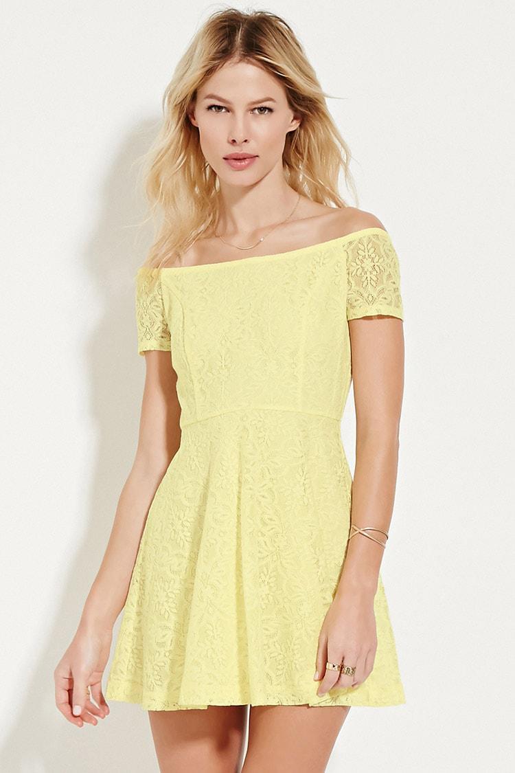 yellow lace dress forever 21