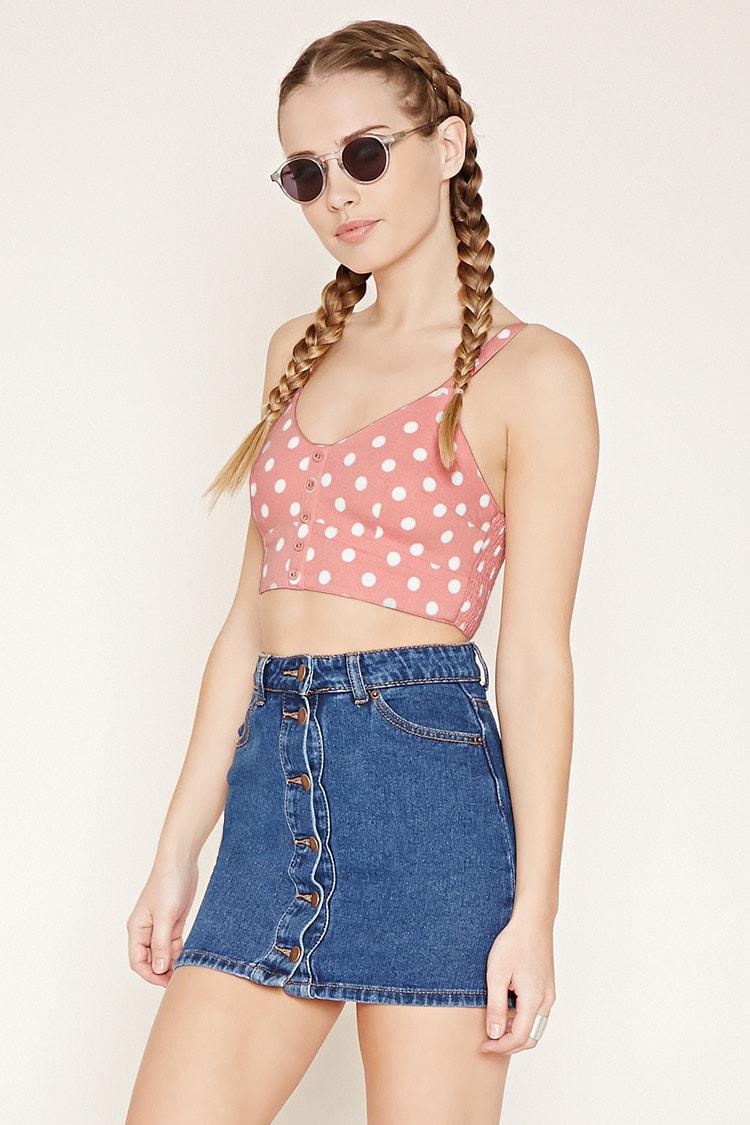 pink polka dot crop top