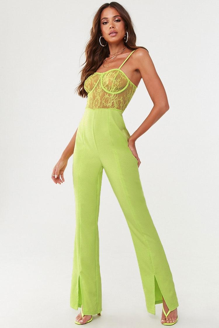 lime green lace jumpsuit