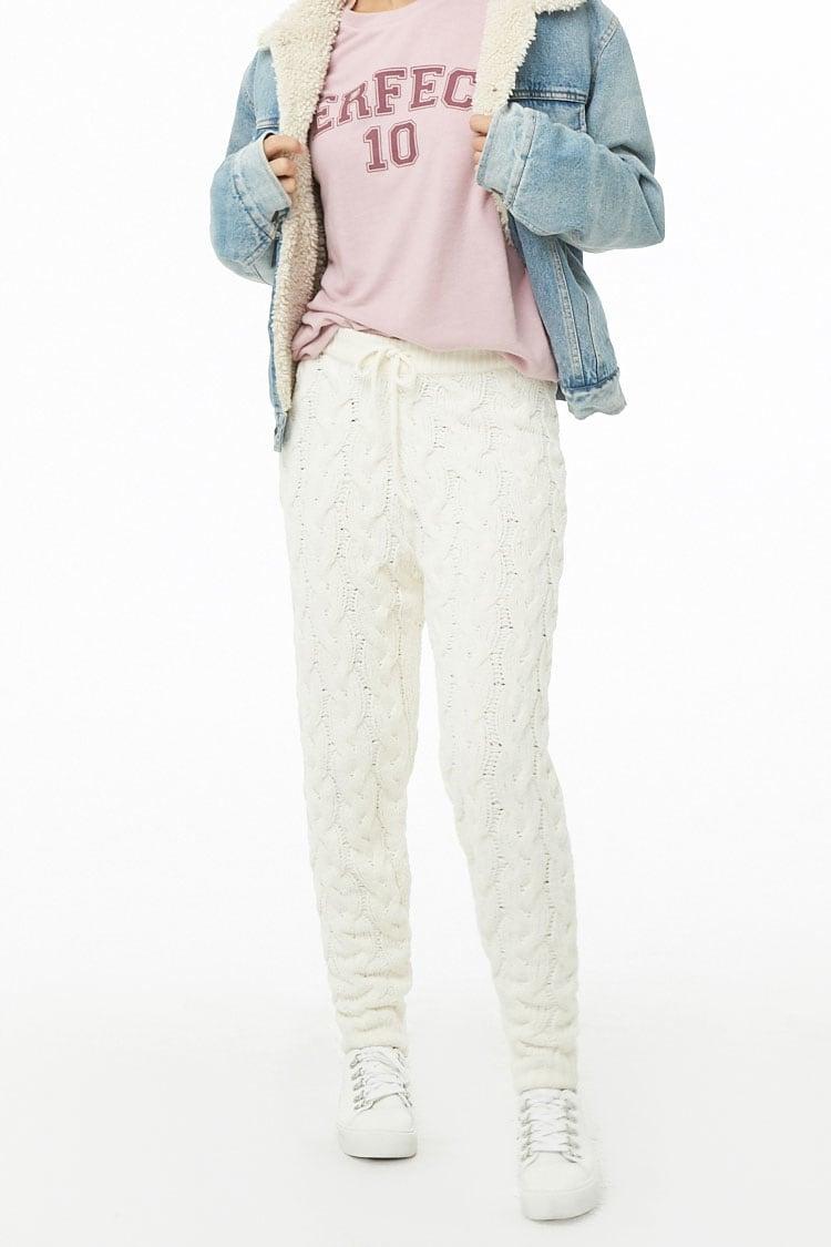 Synthetic Cable Knit Ankle Pants 