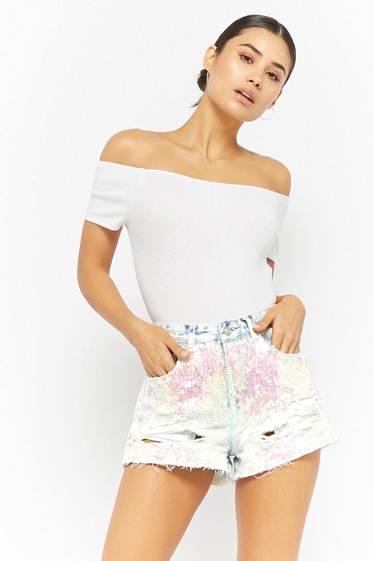 Forever 21 Distressed Iridescent Sequin 