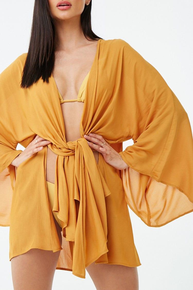 Forever 21 Metallic Womens Crepe Swim Cover Up Kimono